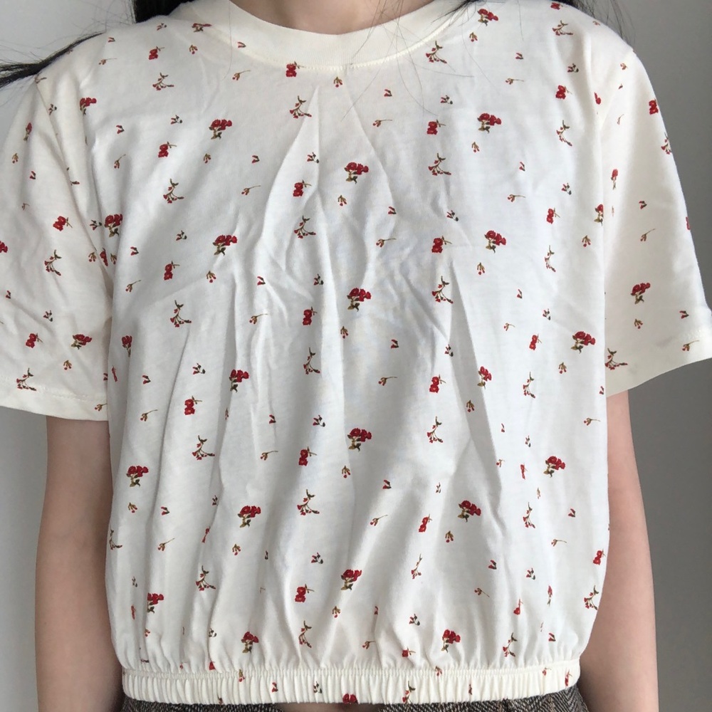 Floral Print White Top